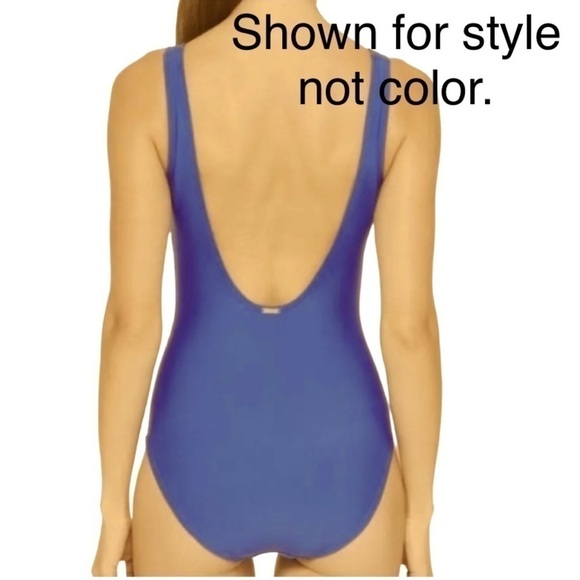 DKNY Women's Blue Stretch Moderate Coverage Peek-a-boo One Piece Swimsuit - Picture 2 of 10